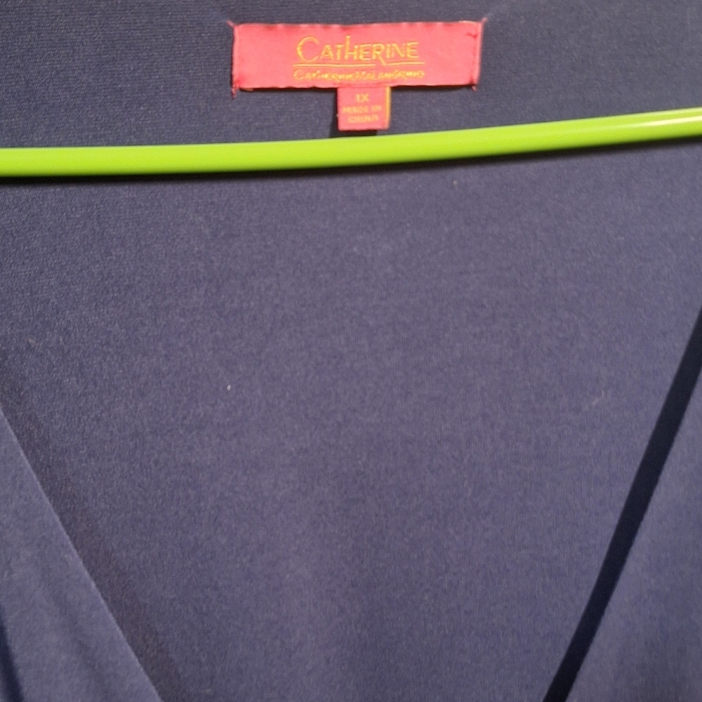 Catherines Dark Blue V-Neck Wrap Dress 1X - Picture 3 of 8